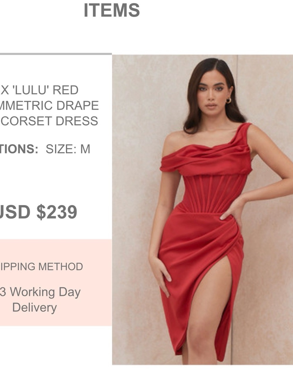 House of CB Off-Shoulder Red Satin Corset Gown - Picture 4 of 6